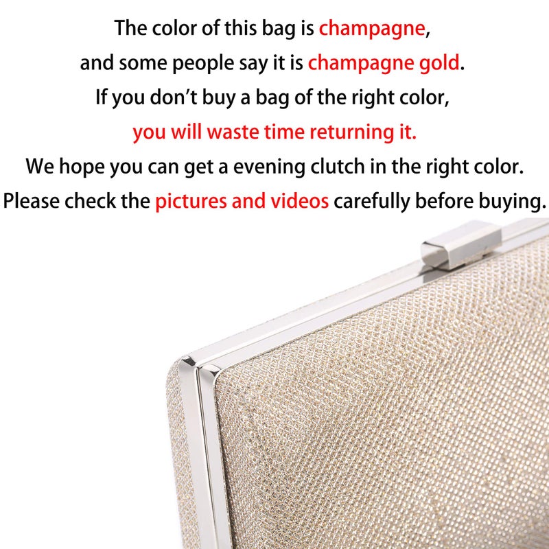 Blukey Women Vintage Bag Envelope Clutch Silver Evening Handbag For Cocktail/Wedding/Party (Champagne) - Image 4
